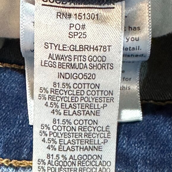 Good American Bermuda Denim Shorts Indigo 20-26 Plus Cut Off Distressed Mid Rise - Picture 10 of 10